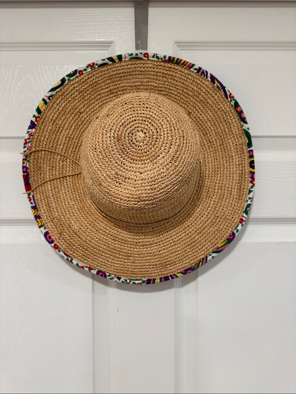 Vera Bradley Natural Straw Hat with Multicolor Floral Trim